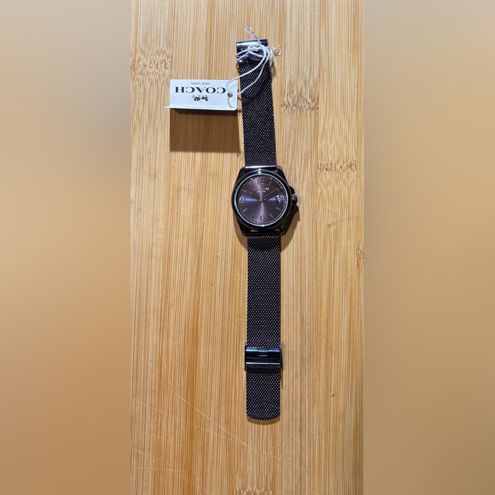 Coach Women's Purple Dial Stainless Mesh Strap Watch - Picture 5 of 6